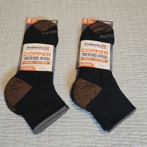 4 Pairs Avalanche Mens Copper Merino Wool Blend Quarter Crew Socks SZ L 6-12 NWT
